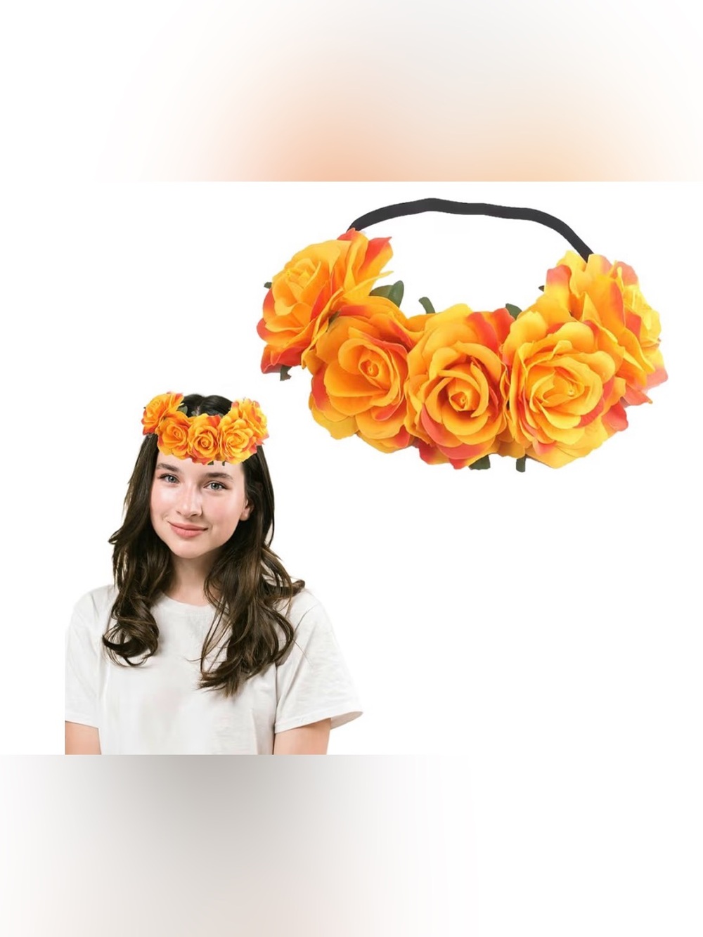 Orange Rose Flower Crown Headband